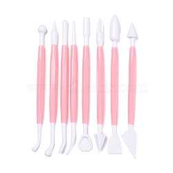 8Pcs Plastic Double Heads Modeling Clay Sculpting Tools Set, for Children DIY Pottery Clay Craft Supplies, Pink, 14.4~15.6x0.8~1.6cm, 8pcs/set(TOOL-A011-02A)