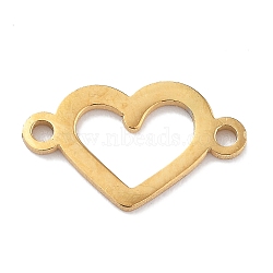 304 Stainless Steel Hollow Connector Charms, Heart Links, Real 18K Gold Plated, 7.5x13x1mm, Hole: 1.2mm(STAS-R003-05G)