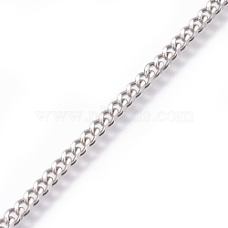 304 Stainless Steel Curb Chains, Twisted Chains, Unwelded, Stainless Steel Color, 2.8mm, Links: 4x2.8x0.8mm(CHS-L020-035P)