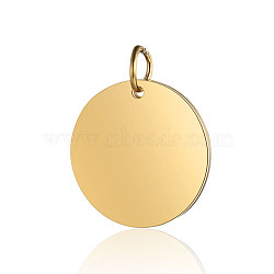 201 Stainless Steel Pendants, Manual Polishing, Flat Round, Stamping Blank Tag, Golden, 20x1.5mm, Hole: 3.5mm(STAS-S105-T637-2-20)