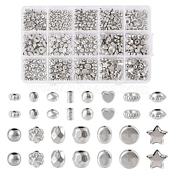 Pandahall 585Pcs 15 Styles CCB Plastic Beads, Faceted, Mixed Shape, Platinum, 4~9x4~10mm, Hole: 1~2.5mm(CCB-TA0001-04)