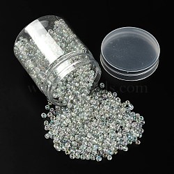1300Pcs 6/0 Glass Seed Beads, Transparent Colours Rainbow, Round, Clear, 4mm, Hole: 1.5mm(SEED-YW0002-21)