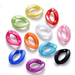 Opaque Acrylic Linking Rings, Quick Link Connectors, for Curb Chains Making, Twist, Mixed Color, 23x17x4.5mm, Inner Diameter: 13.5x7mm(OACR-S036-001A-G)