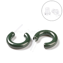 Hypoallergenic Bioceramics Zirconia Ceramic Ring Stud Earrings, Half Hoop Earrings, No Fading and Nickel Free, Dark Green, 15x3.5x13.5mm(EJEW-Z023-02A)