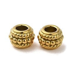 304 Stainless Steel Beads, Large Hole Beads, Rondelle, Real 18K Gold Plated, 8x6.5mm, Hole: 4mm(STAS-I203-41G)