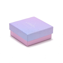 Cardboard Jewelry Boxes, with Black Sponge Mat, for Jewelry Gift Packaging, Square with Word, Lilac, 7.25x7.25x3.15cm(CON-D012-03B)