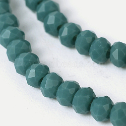 Imitation Jade Glass Faceted Rondelle Beads Strands, Dark Cyan, 3x2mm, Hole: 1mm, about 198pcs/strand, 15.7 inch(GLAA-A024A-10)
