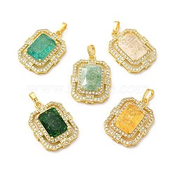 Rack Plating Brass & Crushed Ice Cut Cubic Zirconia Pendants, with Rhinestone, Real 14K Gold Plated, Cadmium Free & Lead Free, Rectangle Octagon Charm, Mixed Color, 28x21x8mm, Hole: 6.5x4mm(KK-H438-03G-A)
