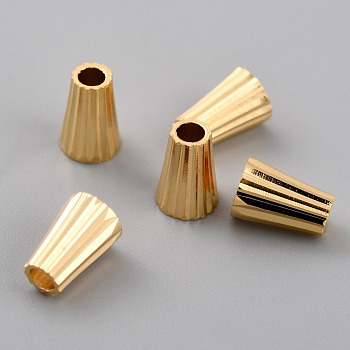 Brass Beads, Long-Lasting Plated, Cone, Real 24K Gold Plated, 7x5mm, Hole: 2mm