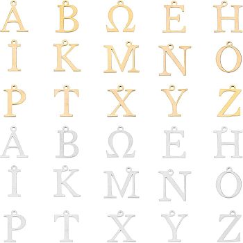 Unicraftale 304 Stainless Steel Charms, Greek Alphabet, Golden & Stainless Steel Color, 30pcs/box