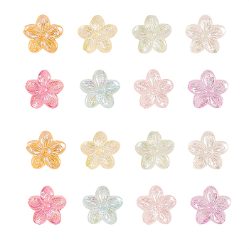 80pcs 8 Colors Transparent Acrylic Beads, AB Color, Flower, Mixed Color, 14.5x15.5x7mm, Hole: 1.8mm, 10pcs/color