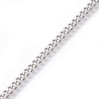 304 Stainless Steel Curb Chains, Twisted Chains, Unwelded, Stainless Steel Color, 2.8mm, Links: 4x2.8x0.8mm