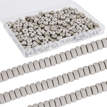 SUNNYCLUE 3 Strands Handmade Polymer Clay Beads Strands, for DIY Jewelry Crafts Supplies, Flat Round, Dark Gray, 6~7x3mm, Hole: 1.5mm, about 113~116pcs/strand, 15.55 inch~16.14 inch(39.5~41cm)