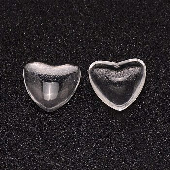 Transparent Glass Heart Cabochons, Clear, 11x12x4mm
