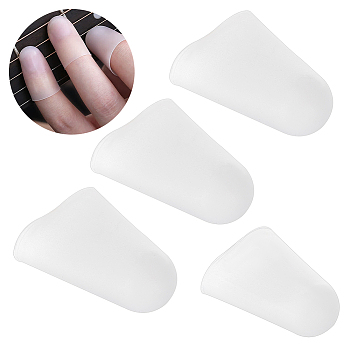 4Pcs Silicone Guitar Fingertip Protector, Finger Cot, Musical Instrument Accessories, White, 21.5~23.5x12.5~13mm, Inner Diameter: 12~12.5mm