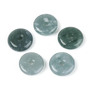 Natural Myanmar Jade Pendants, Donut/Pi Disc Charms, 13~13.5x3.5~4mm, Hole: 2.5mm