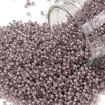 TOHO Round Seed Beads, Japanese Seed Beads, (353) Lavender Lined Crystal, 15/0, 1.5mm, Hole: 0.7mm, about 3000pcs/bottle, 10g/bottle