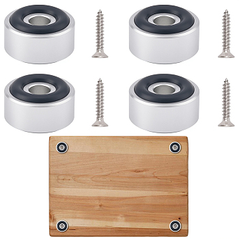4Pcs Aluminum Furniture Pads, Table Chair Screw Feet, with 4Pcs Iron Screw, Platinum, 20x11mm