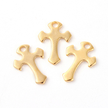 201 Stainless Steel Tiny Cross Charms, Golden, 12x8.5x1mm, Hole: 1.4mm