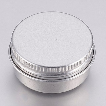 Round Aluminium Tin Cans, Aluminium Jar, Storage Containers for Cosmetic, Candles, Candies, with Screw Top Lid, Platinum, 3.55x1.8cm, Capacity: 10ml(0.34 fl. oz)