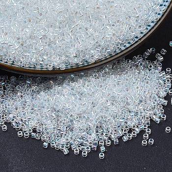 MIYUKI Delica Beads, Cylinder, Japanese Seed Beads, 11/0, (DB0083) Transparent Pale Aqua AB, 1.3x1.6mm, Hole: 0.8mm, about 20000pcs/bag, 100g/bag