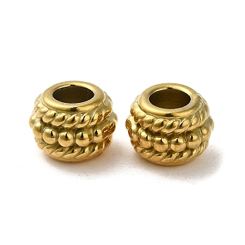 304 Stainless Steel Beads, Large Hole Beads, Rondelle, Real 18K Gold Plated, 8x6.5mm, Hole: 4mm