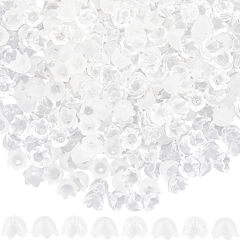 600PCS 2Style Transparent Acrylic Beads, Tulip Flower, Bead Caps For Jewelry Making, Lily of the Valley, Clear, 10x6mm, Hole: 1.5mm