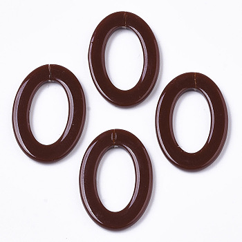 Cellulose Acetate(Resin) Linking Rings, Quick Link Connectors, for Cable Chains Making, Oval, Coconut Brown, 23x16x2mm, Inner Diameter: 15x8mm