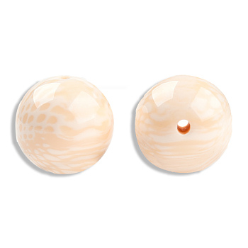 Resin Beads, Imitation Gemstone, Round, PeachPuff, 19mm, Hole: 2~2.4mm