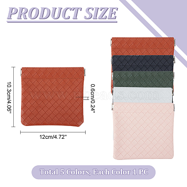 5Pcs 5 Colors Rectangle Imitation Leather Multipurpose Shrapnel Makeup Bags(ABAG-HY0001-12)-2