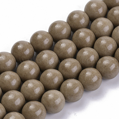 8mm Coffee Round Natural Agate Beads