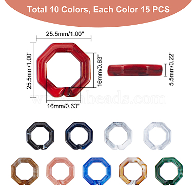 PandaHall Elite 300g 10 Colors Acrylic Linking Rings(OACR-PH0001-51)-2