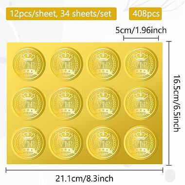 34 Sheets Self Adhesive Gold Foil Embossed Stickers(DIY-WH0509-030)-2
