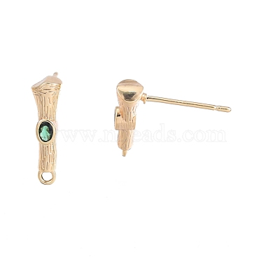 Brass Micro Pave Cubic Zirconia Stud Earring Findings(KK-T062-247G-01)-4