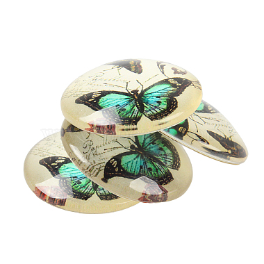 Butterfly Printed Glass Half Round/Dome Cabochons(X-GGLA-N004-14mm-C)-4