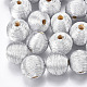 Perles de bois recouvertes de fil de cordon polyester(WOVE-S117-12mm-06)-2