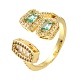 Rack Plating Brass Micro Pave Cubic Zirconia Open Cuff Rings for Women(RJEW-M022-04G-01)-1