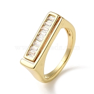 Rack Plating Real 18K Gold Plated Brass Micro Pave Clear Cubic Zirconia Finger Rings, Rectangle, Clear, US Size 7 1/4(17.5mm)(RJEW-M162-05G-02)
