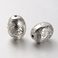 CCB Plastic Carved Beads, Oval, Antique Silver, 25x18mm, Hole: 3mm(CCB-J029-36AS)