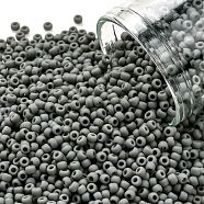 TOHO Round Seed Beads, Japanese Seed Beads, (53DF) Opaque Frost Dark Gray, 11/0, 2.2mm, Hole: 0.8mm, about 1110pcs/bottle, 10g/bottle(SEED-JPTR11-0053DF)