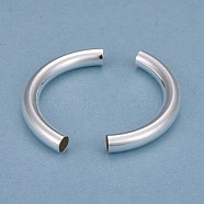 Brass Tube Beads, Long-Lasting Plated, Curved Beads, Tube, 925 Sterling Silver Plated, 40x5mm, Hole: 4mm(KK-Y003-88A-S)