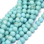 Natural Howlite Beads Strands, Dyed & Heated, Round, 10~11mm, Hole: 1mm, about 38pcs/strand, 15.5~16.1 inch(39.5~41cm)(X-G-F604-04-10mm)