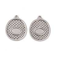 304 Stainless Steel Pendants Cabochons for Enamel, Oval with Eye, Stainless Steel Color, 24x20x2mm, Hole: 1.8mm(STAS-B024-91P)