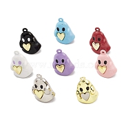 Spray Painted Alloy Pendants, Long-Lasting Plated, Lead Free & Cadmium Free, Ghost with Heart, Mixed Color, 21x15x10.5mm, Hole: 1.5mm(PALLOY-K003-23)