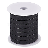 22.5 Yards Flat PU Leather Cords, for Garment Accessories, with 1Pc Plastic Empty Spool, Black, 10x0.8mm(OCOR-BC0005-69B)