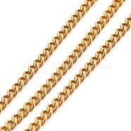 Vacuum Plating 304 Stainless Steel Cuban Link Chains, Unwelded, with Spool, Golden, 5x3.5x1mm, about 32.81 Feet(10m)/Roll(CHS-K016-03A-G)