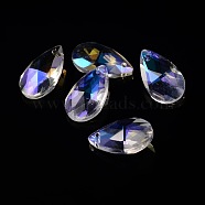 Faceted Teardrop Glass Pendants, AB Color, Colorful, 16x9x6mm, Hole: 1mm(GLAA-O008-A04)