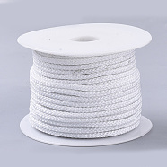 Polyester Braided Cords, with Metallic Cord, White, 4x3mm, about 32.8 yards(30m)/roll(OCOR-N004-09)