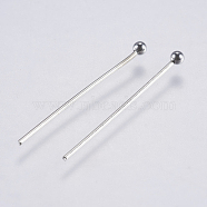 304 Stainless Steel Ball Head Pins, Stainless Steel Color, 25~25.5x0.6~0.7mm, 23~21 Gauge, Head: 2mm(STAS-F146-02P-25.5mm)