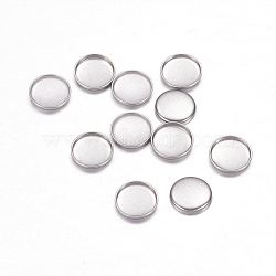 304 Stainless Steel Plain Edge Bezel Cups, Cabochon Settings, Flat Round, Stainless Steel Color, Tray: 6mm, 7x1mm(X-STAS-F117-49P)